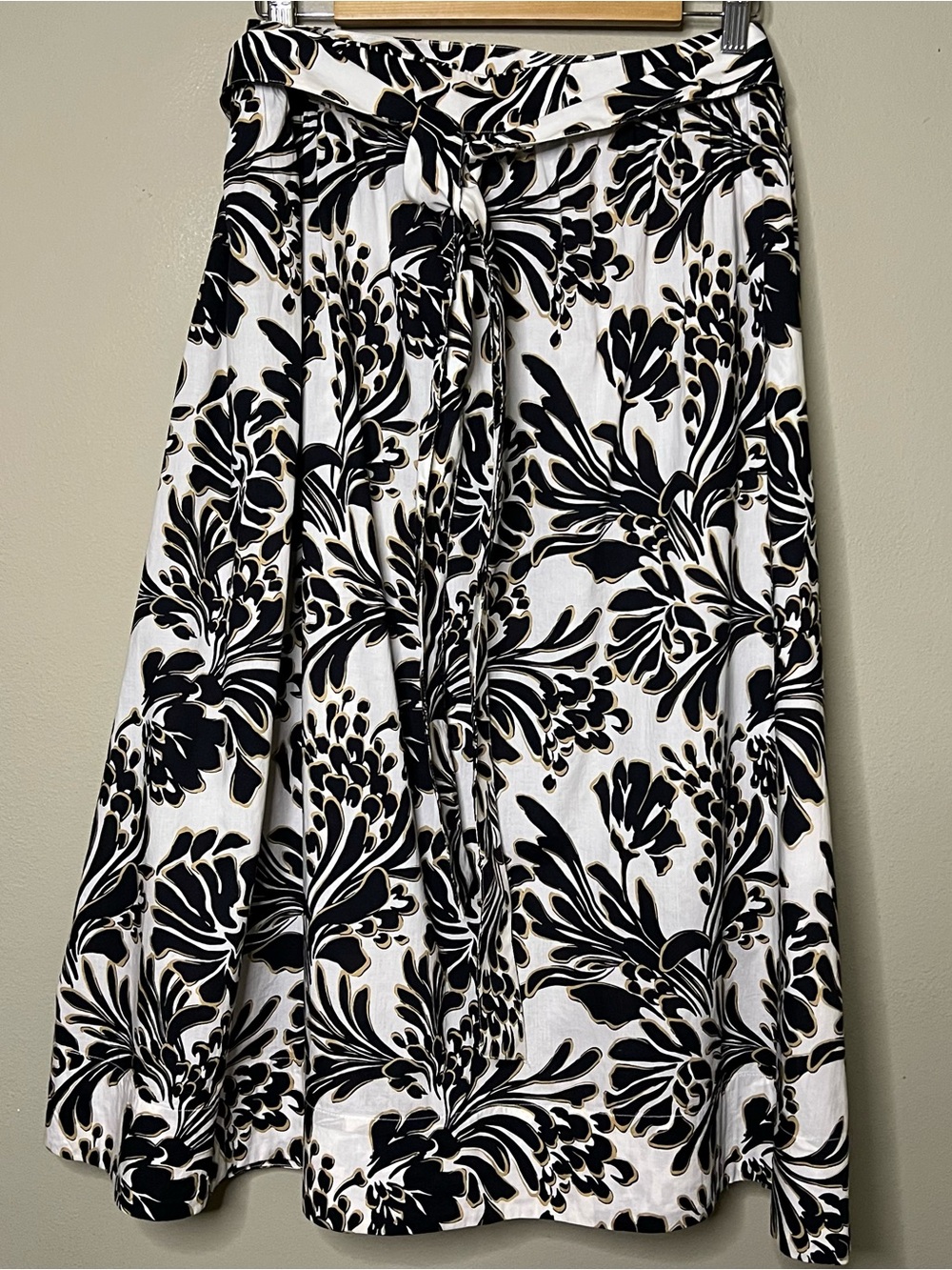 Lane Bryant Floral Maxi Skirt Size 22/24 White Brown Waist Tie Pockets New